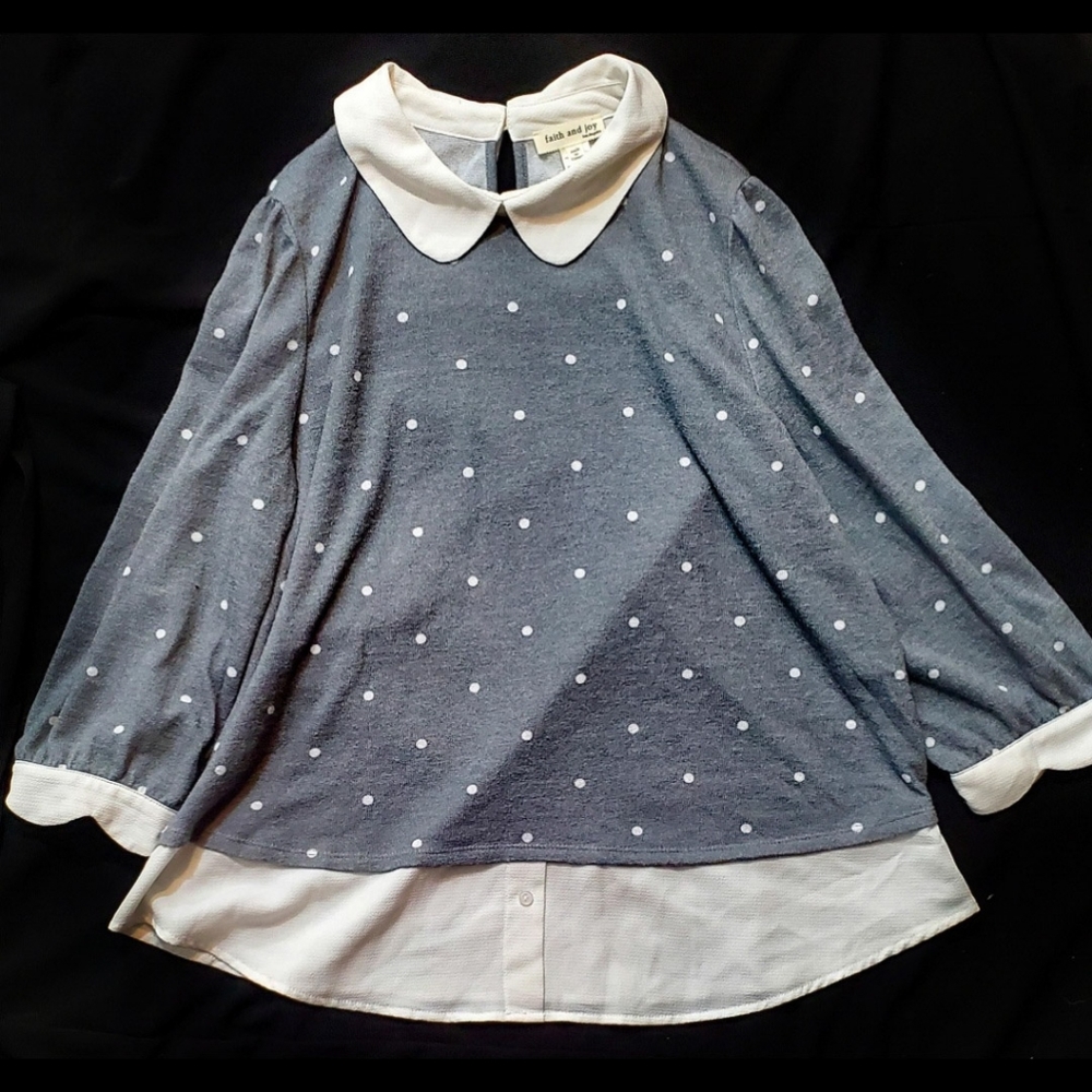 Polka Dot Sweater Blouse